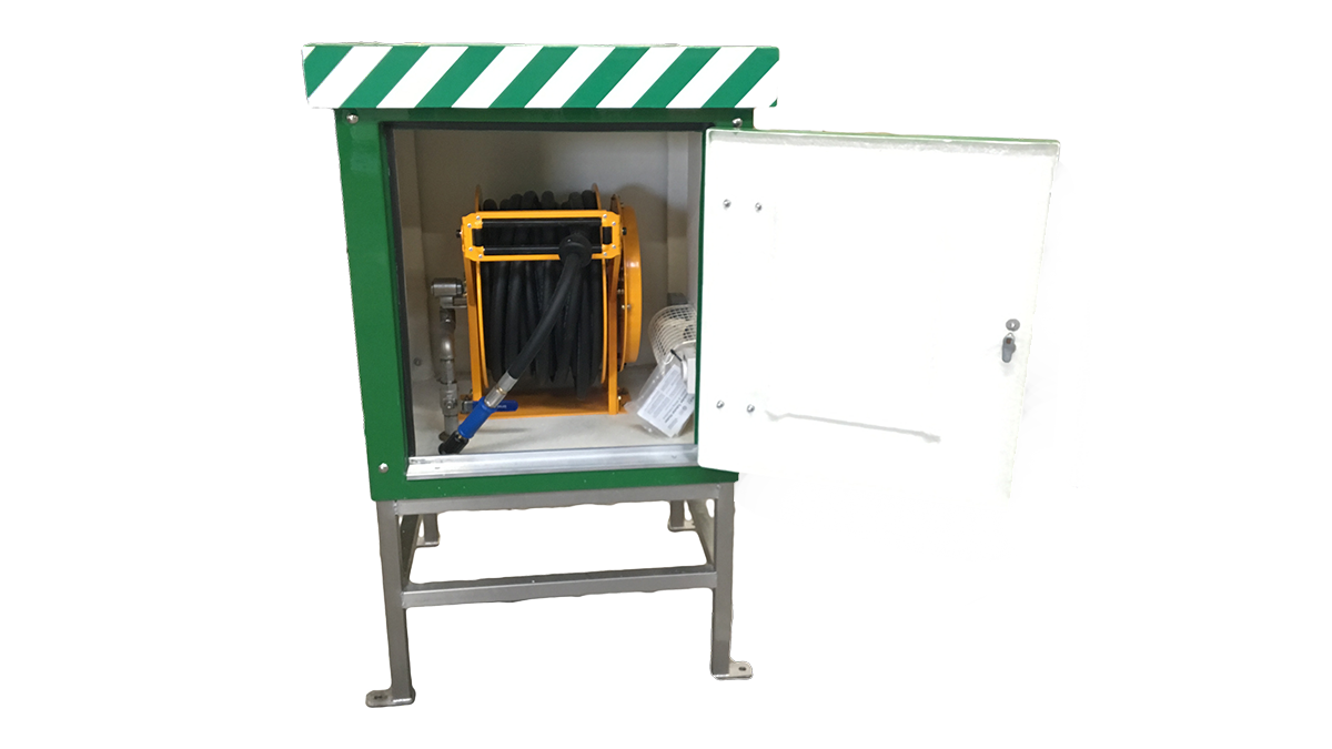 A washdown hose reel