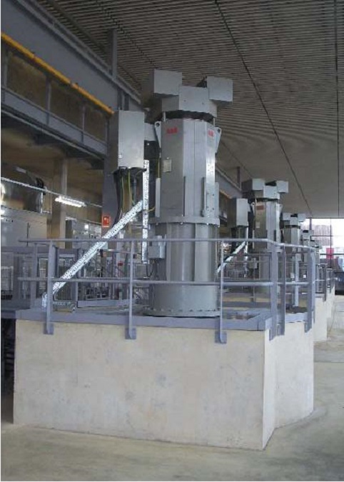 Inside the pump hall and shows the six motor and gearbox drives for the pumps - Courtesy of Atkins