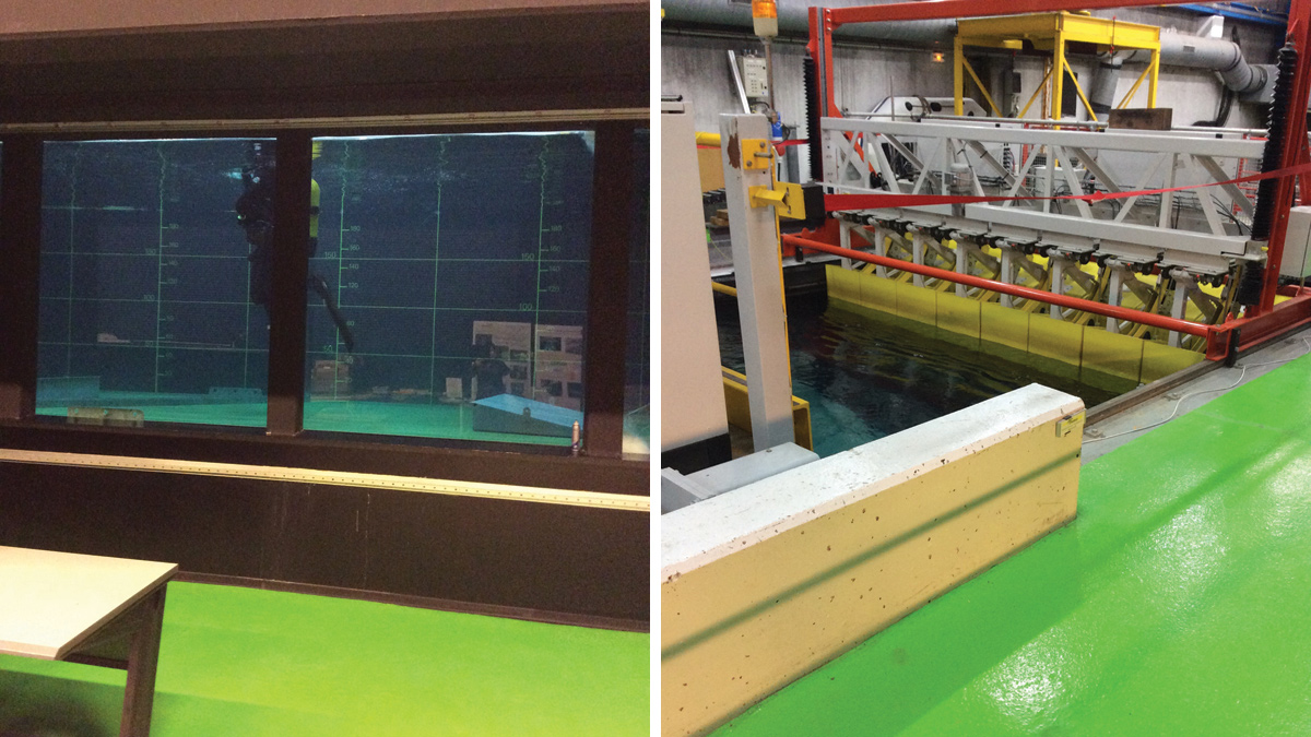 (left) IFREMER wave-circulation tank bottomside and (right) IFREMER wave-circulation tank topside - Courtesy of Black & Veatch