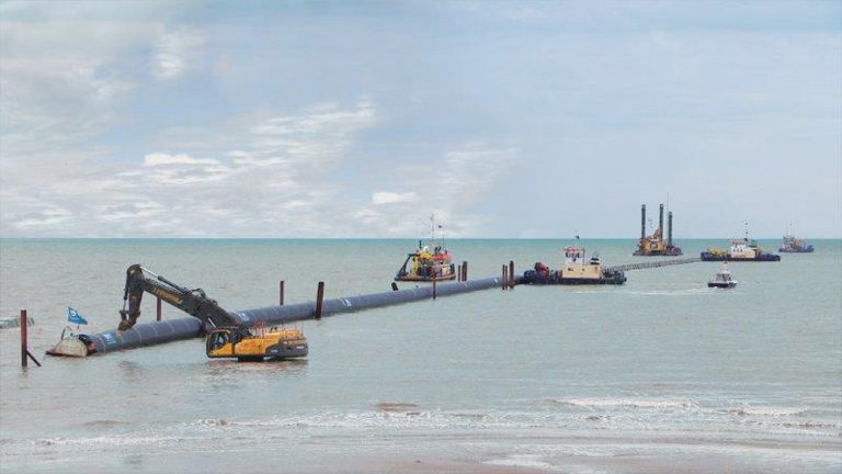 Harrowside pipe installation plant - Courtesy of Land & Marine