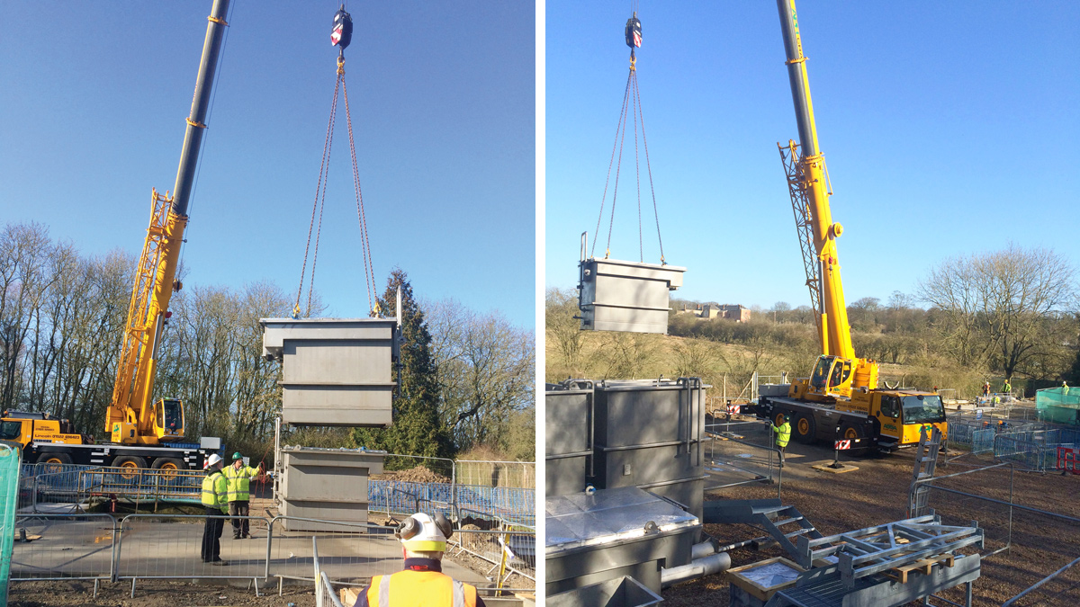 Installation, showing modular construction and off site build - Courtesy of FLI Water