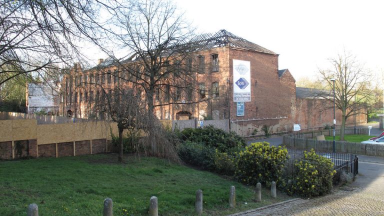 Former derlict Bath Street Mills could not be redeveloped without a strategic flood risk management strategy for the wider area - Courtesy of GBV