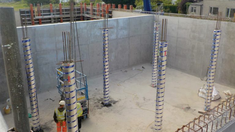 Column formwork utilising cardboard tube formers - Courtesy of Bristol Water
