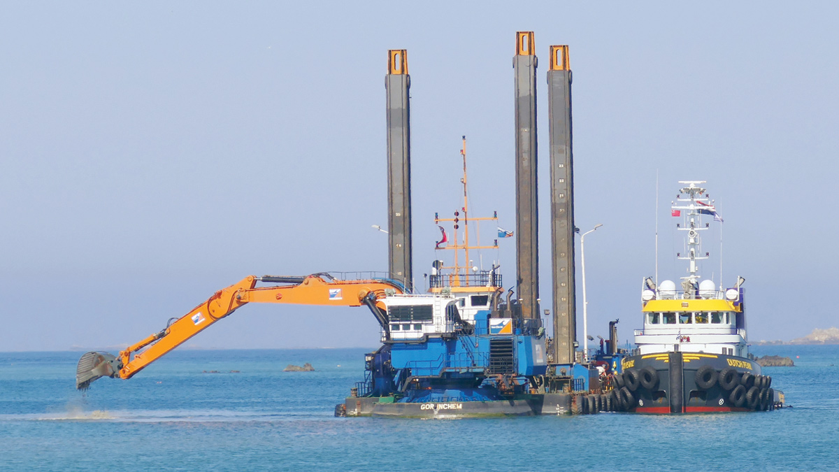Razende Bol’ back-hoe excavator - Courtesy of Guernsey Water