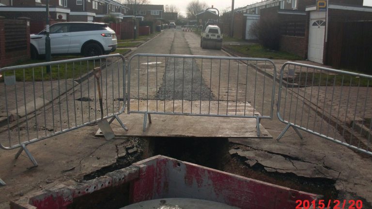 Pipework construction took place in narrow residential streets - Courtesy of MWH