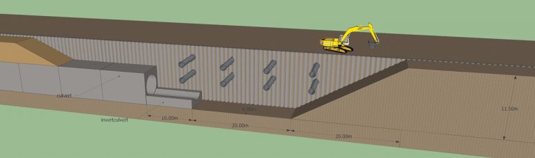 Constructing the cut and cover entrance with contiguous piling and props - Courtesy of Scottish Water