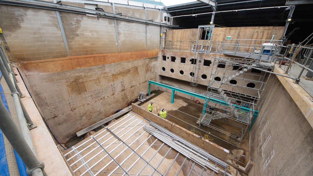 The existing settlement tank (with roof removed for access - Courtesy of Hydro International