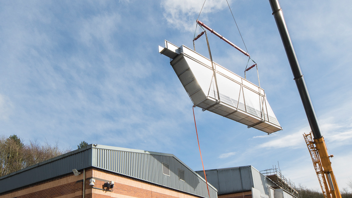 Crane lifting in the new Lamella plate - Courtesy of Hydro International