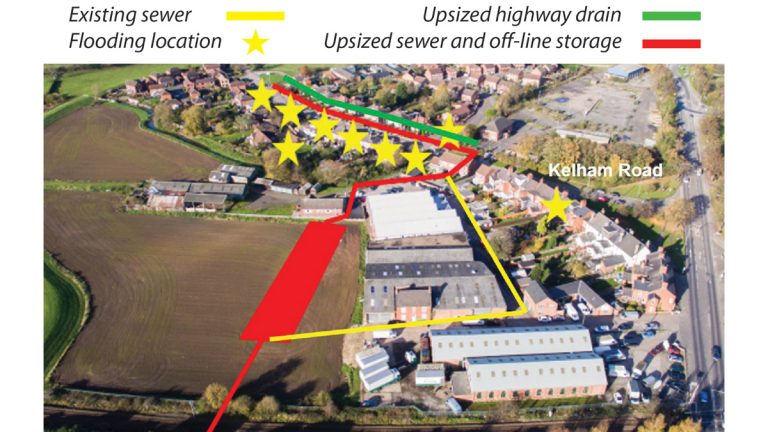 The designed flood alleviation project, taking flows from the existing system and into the off-line storage tanks - Courtesy of NMCNomenca