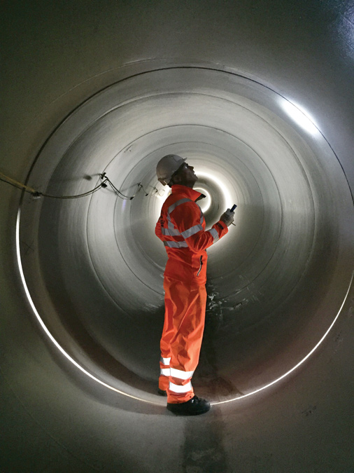 Internal inspection of the transfer conduit pipeline - Courtesy of MVB JV
