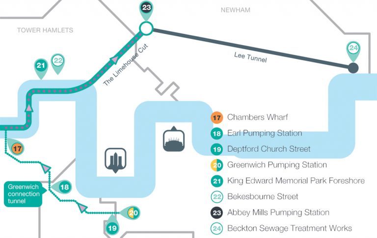 Tideway East route - Courtesy of Tideway