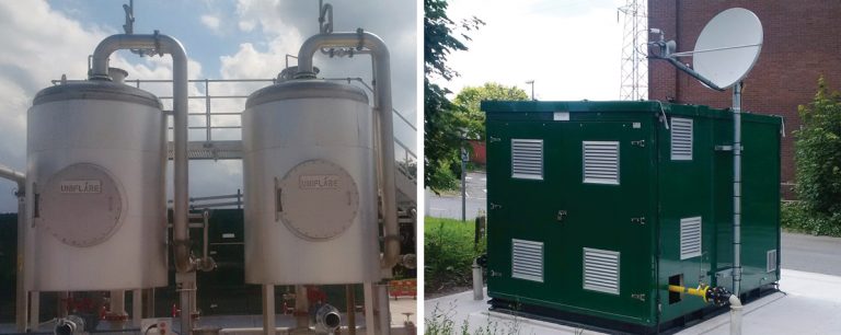(left) Gas boosters increase the pressure to support the treatment process and (right) National Grid’s remote operated valve is linked to their Distribution Network Control Centre - Courtesy of United Utilities