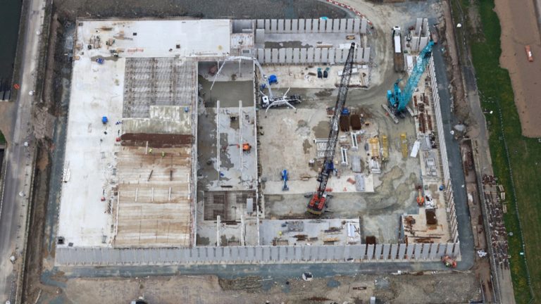 Contact tank and clearwater tank under construction Photo by www.webbaviation.co.uk - Courtesy of United Utilities