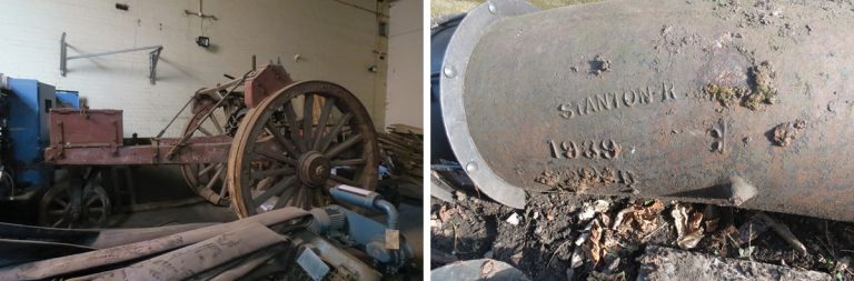 (left) The pumping station still houses tools used to lay the original pipes and (right) the original pipes were laid in 1939 - Courtesy of advance JV