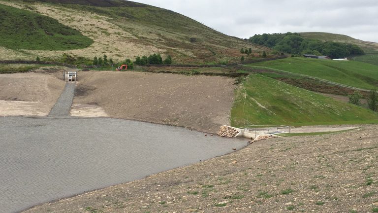 Sunnyhurst notch with overflow structure. The screening chamber can be seen at the top of the photograph - Courtesy of United Utilities)