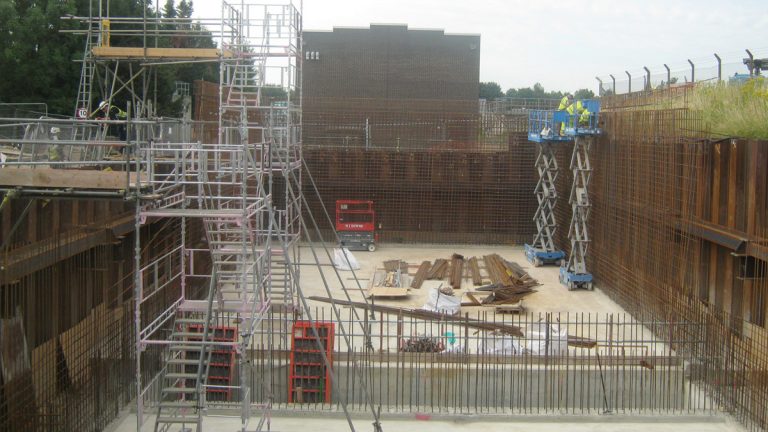 Piling for the new clean backwash water tank and pumping station - Courtesy of Trant Engineering