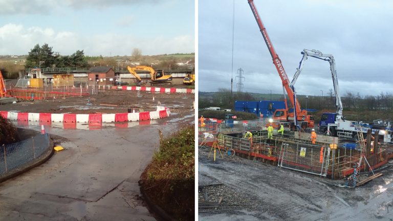 (left) View of construction works - Courtesy of Arup and (right) overall working area - Courtesy of Morgan Sindall