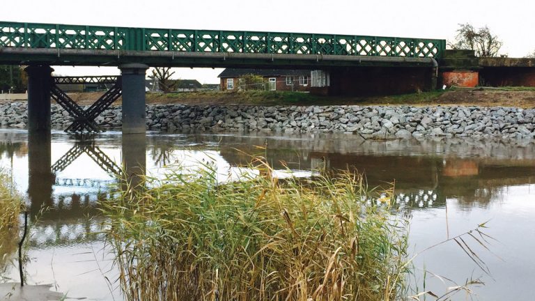 Post installation of rock armour under the Network Rail bridge - Courtesy of JBA Bentley Ltd