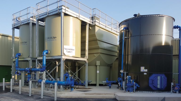 Lamellas, transfer pumps and sludge balancing tank - Courtesy of Trant Engineering Ltd