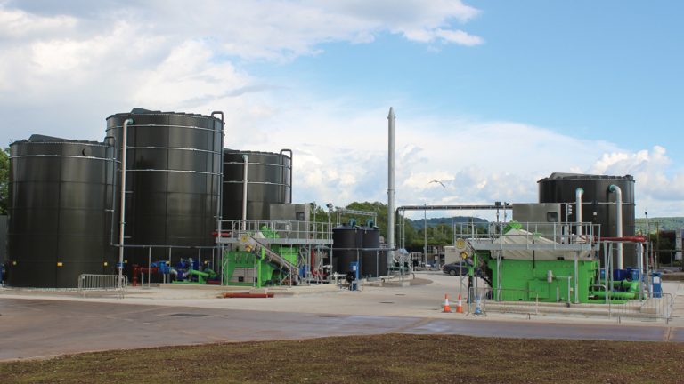 View of trade waste and sludge imports area and tank storage - Courtesy of Tom Pawson, Costain