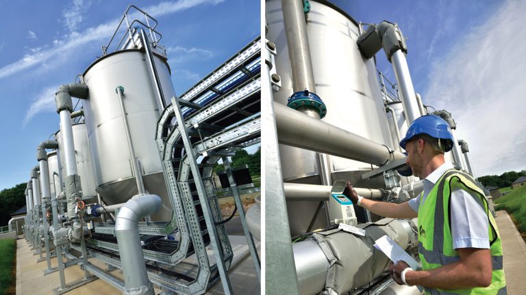 (left) Pipework skids installed electrical installation underway and (right) instruments installed at ergonomic level - Courtesy of NMCNomenca