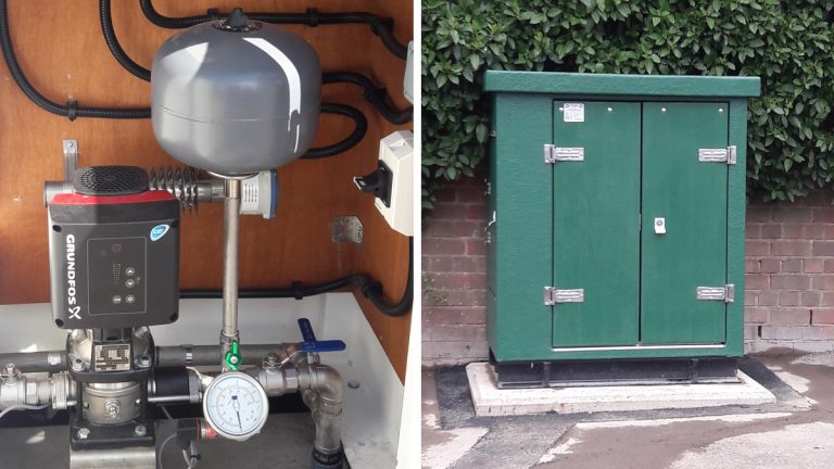 (left) Pumpset and (right) kiosk on plinth (Stourbridge) - Courtesy of JN Bentley