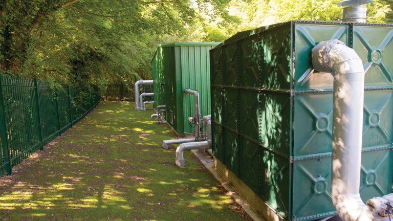 (foreground) Re-lift pumping suction tank (background) edge of MF building - Courtesy of South East Water/Ady Kerry