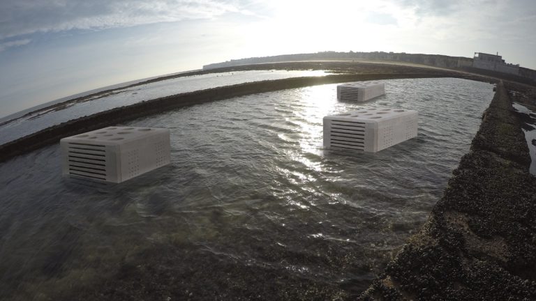 Bioblocks in main water channel - Courtesy of Mott MacDonald/Southern Water