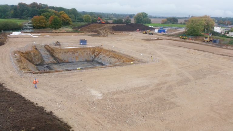 Excavation for cake import bunker - Courtesy of Costain