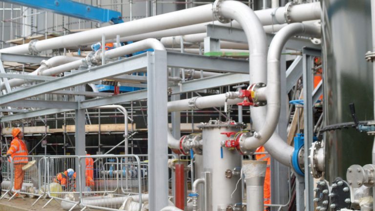 End of one of the pipe corridors filling up quickly - Courtesy of Costain