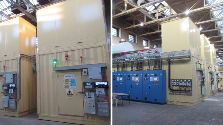 (left) End view of new CHPs and (right) side view of CHPs with control panels - Courtesy of eight2O