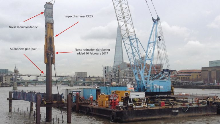 Sheet piling for Blackfriars Pier - Courtesy of Tideway