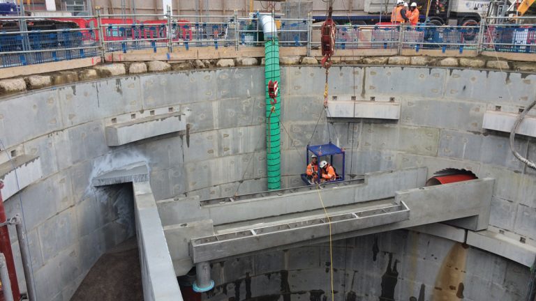 Construction of inlet channel and duty well - Courtesy of Wessex Water