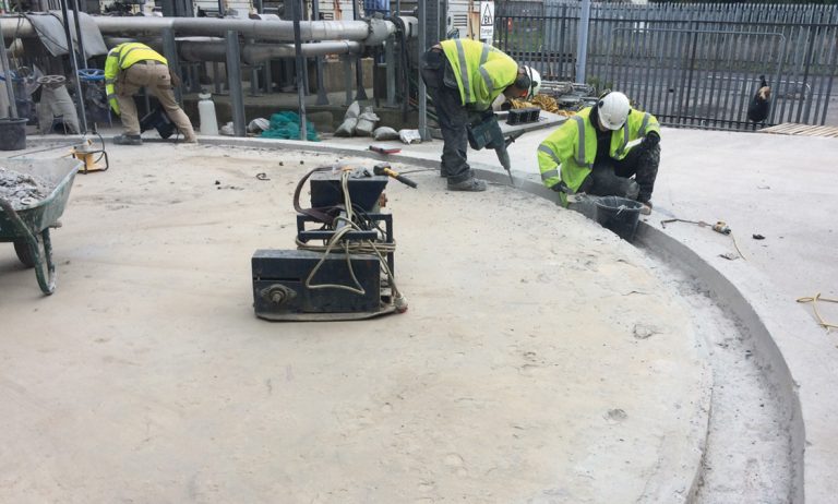 Preparation of concrete tank base rebate - Courtesy of WECS