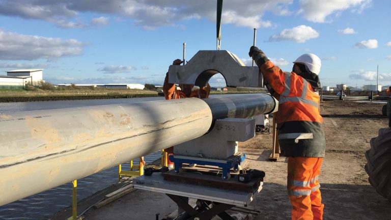 Installing concrete collars - Courtesy of Van Oord UK