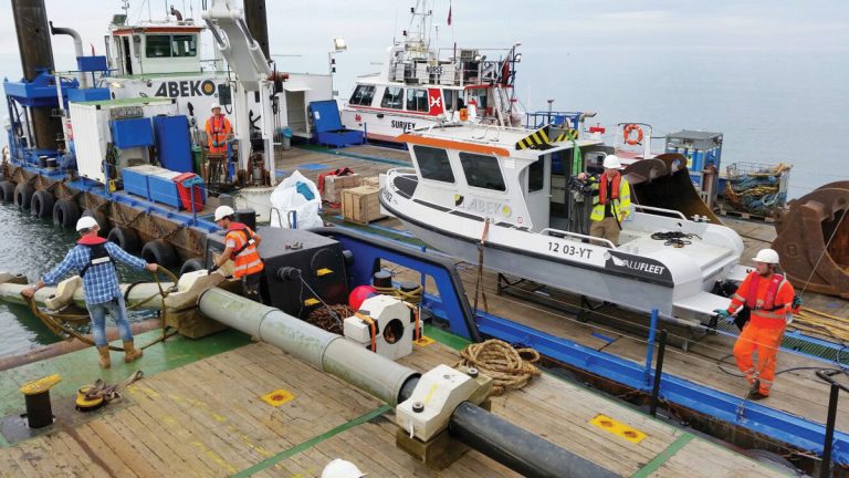 Outfall strings connected offshore by butt fusion welding - Courtesy of Van Oord UK