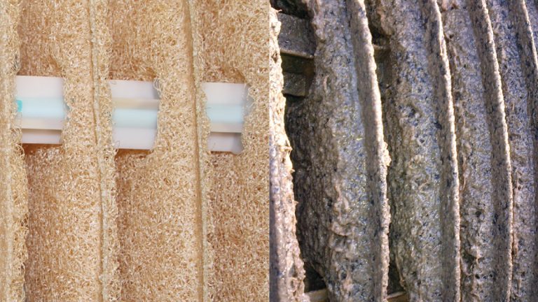 (left) Clean mesh prior to use and (right) biomass within mesh - Courtesy of Bluewater Bio Ltd