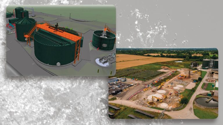 (left) Liquor treatment plant model and (right) Five Fords as beginning of construction - Courtesy of MMB/M7