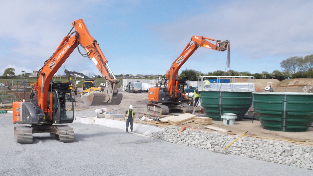 WPL Ltd pre-formed conical tanks used for the primary and humus tanks - Courtesy of Dawnus Construction