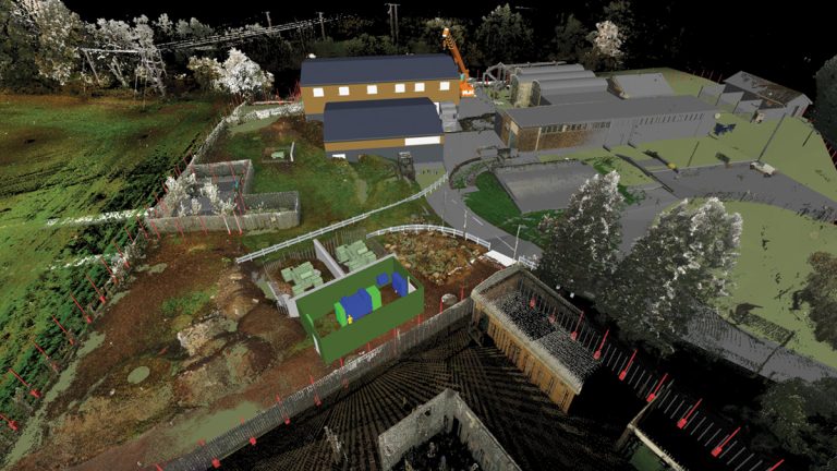 Laser survey with proposed model superimposed - Courtesy of Arcadis