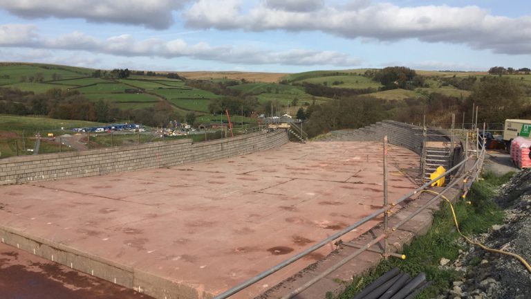 Contact grouting of top chute and part of tumble bay - Courtesy of Skanska UK