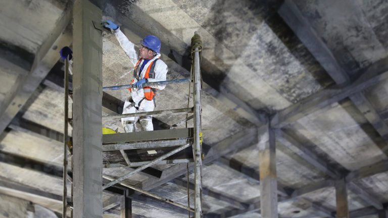 Shavers End Reservoir: Columns with render completed - Courtesy of Stonbury