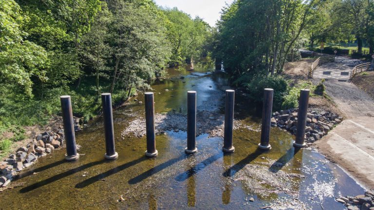 Lowford Bridge tree poles - Courtesy of JBA Bentley