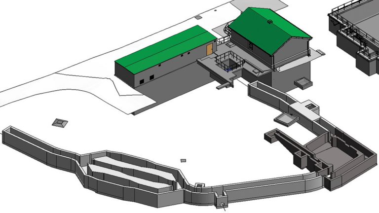 3D model of TPS site showing new inlet works channels, screen channels and detritor - Courtesy of MMB