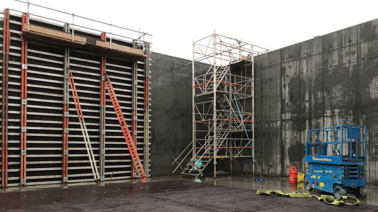 Nereda tank internal shuttering and completed wall - Courtesy of Scottish Water