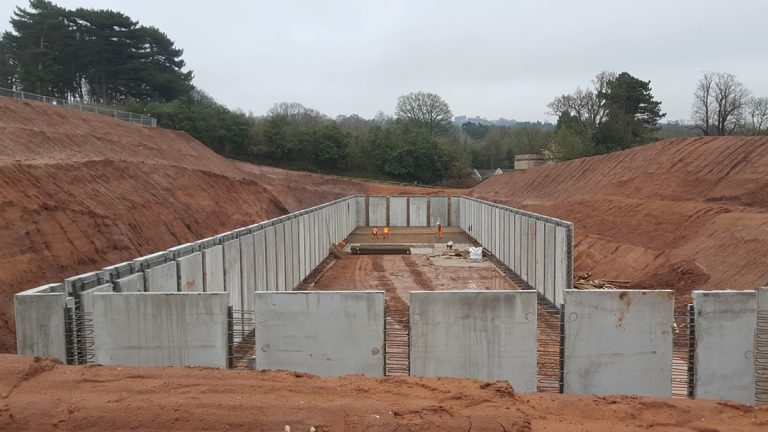Commencement of attenuation tank construction following bulk excavation - Courtesy of Barhale Ltd