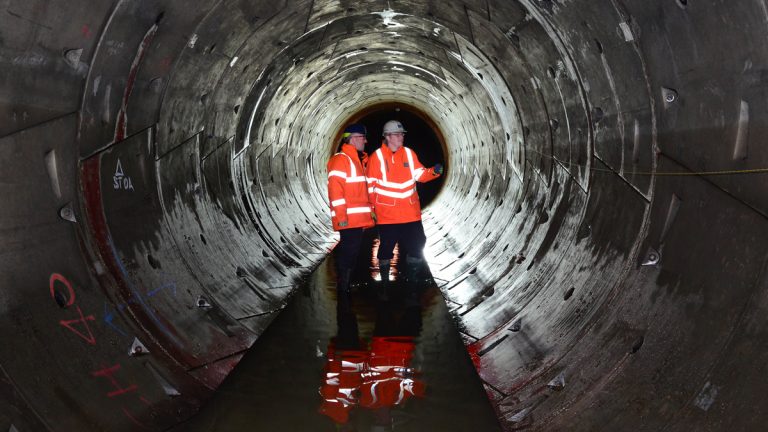 Inside the new 3.05m diameter tunnel which will bypass an existing section of the EVA - Courtesy of Severn Trent Water, BNM Alliance & GHD