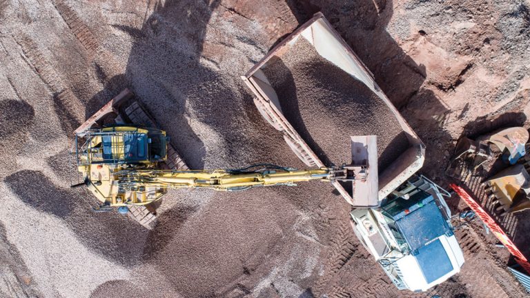 13T excavator loading pipe bedding - Courtesy of Severn Trent Water