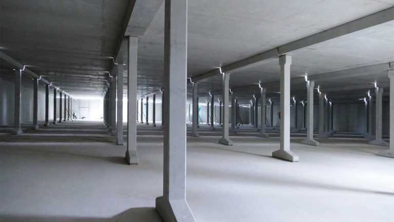 Internal view of the service reservoir, utilising PCC columns, beams and roof planks - Courtesy of MMB