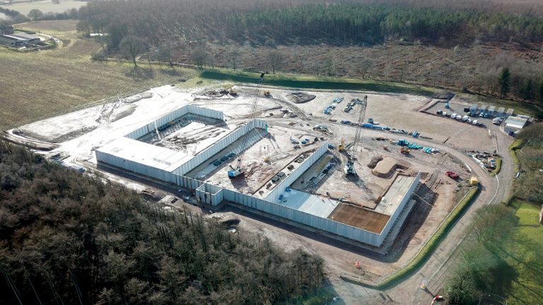 Aerial view of the service reservoir under construction - Courtesy of MMB/Suave Aerial Photographers